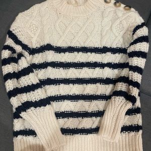 Sezane James Jumper sweater black white stripe